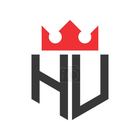 Buchstabe HU Crown Logo. Krone auf Buchstabe HU Logo Design Template
