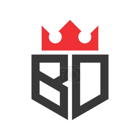 Letra BD Crown Logo. Corona en la carta BD Logo Design Template