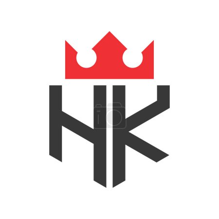 Lettre HK Crown Logo. Modèle de conception de logo Crown on Letter HK