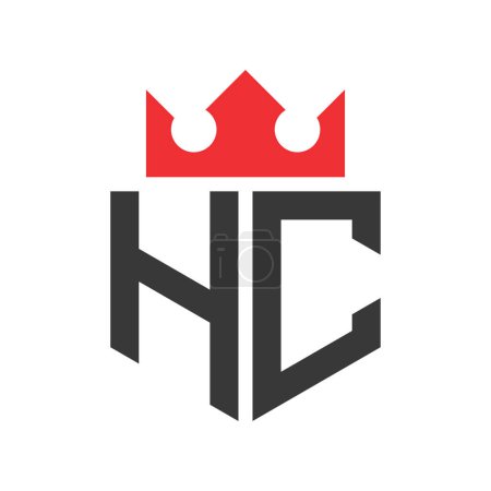 Letter HC Crown Logo. Crown on Letter HC Logo Design Template