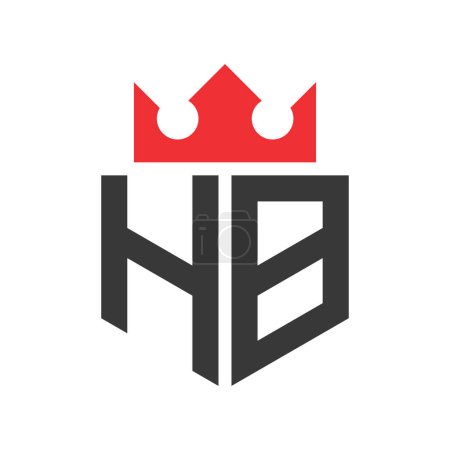 Buchstabe HB Crown Logo. Krone auf Buchstabe HB Logo Design Template