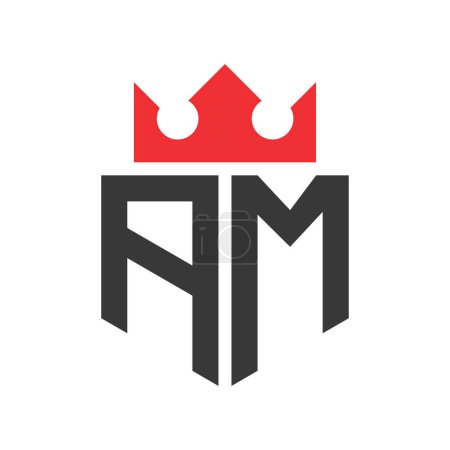 Letter AM Crown Logo. Crown on Letter AM Logo Design Template