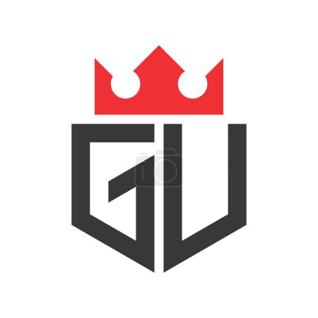 Buchstabe GU Crown Logo. Krone auf Buchstabe GU Logo Design Template