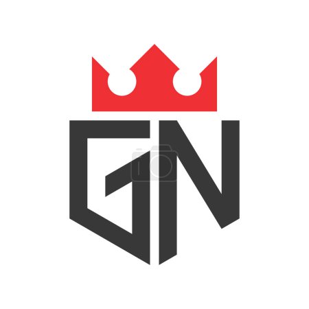 Buchstabe GN Crown Logo. Krone auf Buchstabe GN Logo Design Template