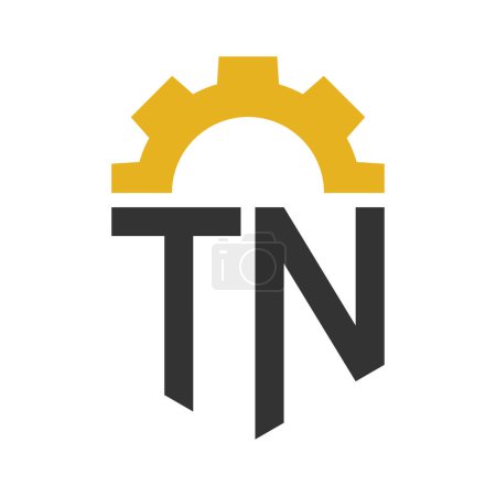 Letter TN Gear Logo Design for Service Center, Repair, Factory, Industrial, Digital and Mechanical Business
