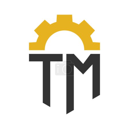 Letter TM Gear Logo Design for Service Center, Repair, Factory, Industrial, Digital and Mechanical Business