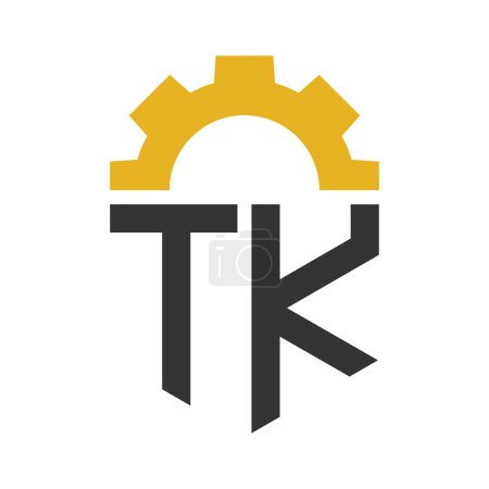 Letter TK Gear Logo Design for Service Center, Repair, Factory, Industrial, Digital and Mechanical Business