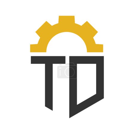 Letter TD Gear Logo Design für Service Center, Reparatur, Fabrik, Industrie, Digital und Mechanik
