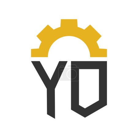 Letter YO Gear Logo Design for Service Center, Repair, Factory, Industrial, Digital and Mechanical Business