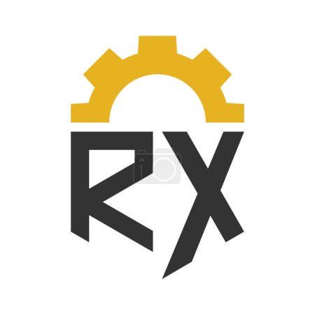 Letter RX Gear Logo Design für Service Center, Reparatur, Fabrik, Industrie, Digital und Mechanik
