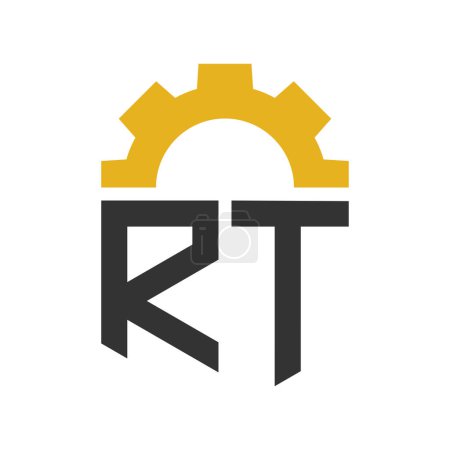 Letter RT Gear Logo Design für Service Center, Reparatur, Fabrik, Industrie, Digital und Mechanik