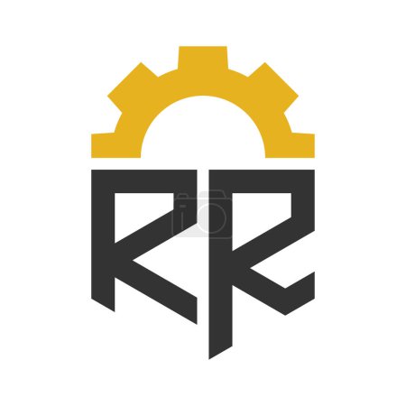 Buchstabe RR Gear Logo Design für Service Center, Reparatur, Fabrik, Industrie, Digital und Mechanik
