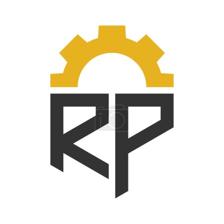 Letter RP Gear Logo Design for Service Center, Repair, Factory, Industrial, Digital and Mechanical Business