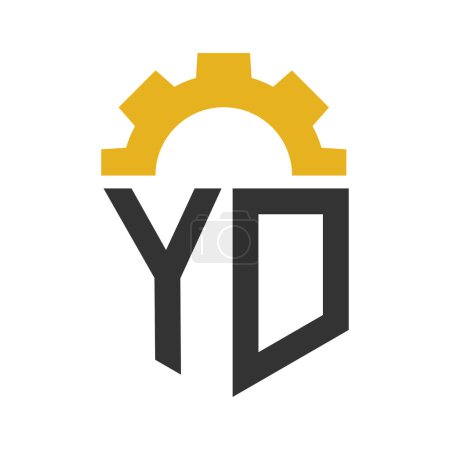 Letter YD Gear Logo Design for Service Center, Repair, Factory, Industrial, Digital and Mechanical Business