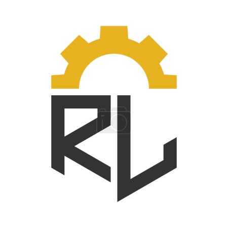Diseño del logotipo del engranaje de la letra RL para el centro de servicio, reparación, fábrica, negocio industrial, digital y mecánico