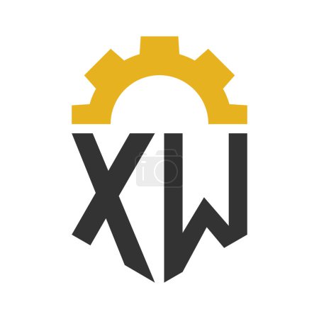 Letter XW Gear Logo Design for Service Center, Repair, Factory, Industrial, Digital and Mechanical Business
