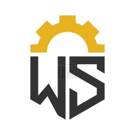 Buchstabe WS Gear Logo Design für Service Center, Reparatur, Fabrik, Industrie, Digital und Maschinenbau