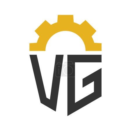 Brief VG Gear Logo Design für Service Center, Reparatur, Fabrik, Industrie, Digitales und Maschinenbau