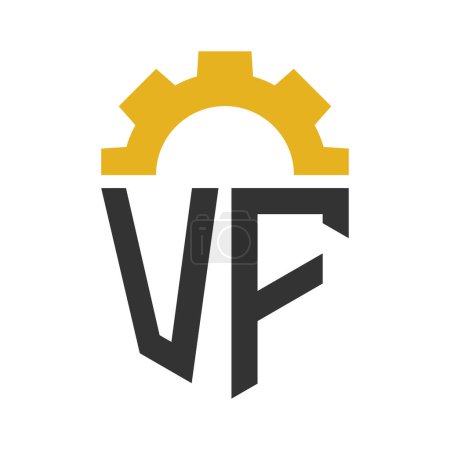Letter VF Gear Logo Design for Service Center, Repair, Factory, Industrial, Digital and Mechanical Business