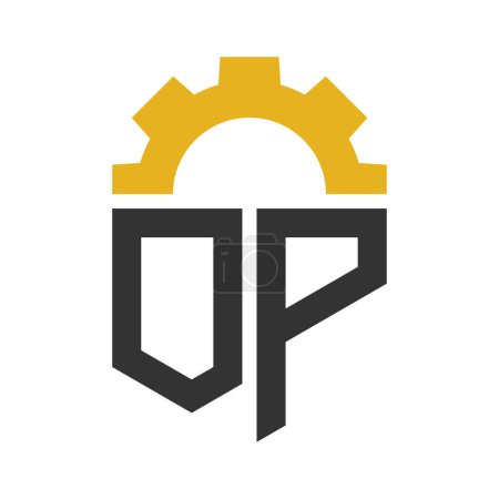 Letter OP Gear Logo Design for Service Center, Repair, Factory, Industrial, Digital and Mechanical Business