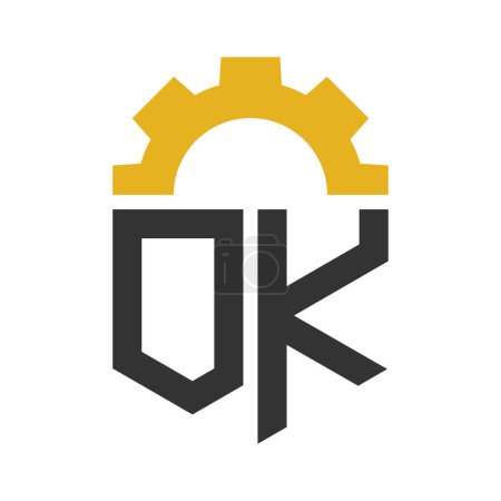 Letter OK Gear Logo Design for Service Center, Repair, Factory, Industrial, Digital and Mechanical Business