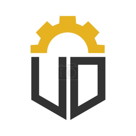 Letter UD Gear Logo Design für Service Center, Reparatur, Fabrik, Industrie, Digital und Mechanik
