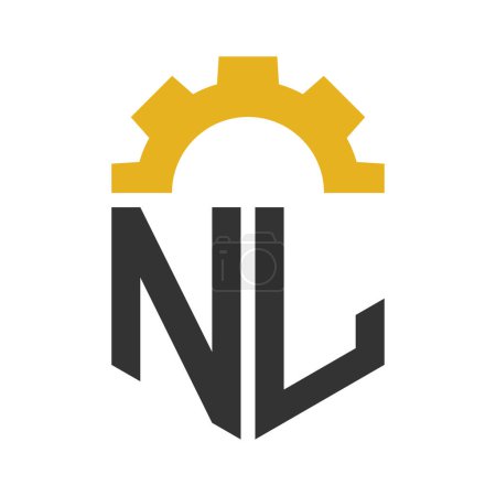 Letter NL Gear Logo Design for Service Center, Repair, Factory, Industrial, Digital and Mechanical Business
