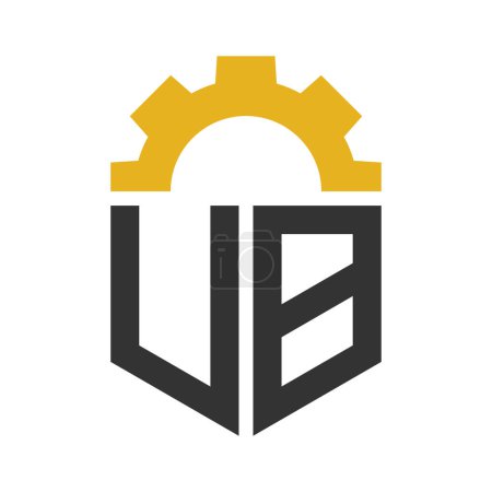 Ilustración de Letra Diseño del logotipo del engranaje de UB para el centro de servicio, reparación, fábrica, negocio industrial, digital y mecánico - Imagen libre de derechos