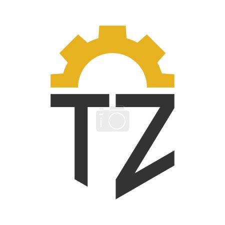 Letter TZ Gear Logo Design for Service Center, Repair, Factory, Industrial, Digital and Mechanical Business