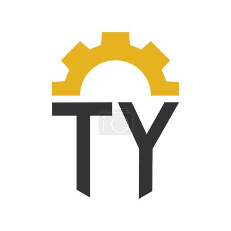 Letter TY Gear Logo Design for Service Center, Repair, Factory, Industrial, Digital and Mechanical Business