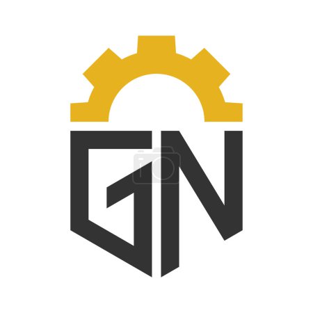 Buchstabe GN Gear Logo Design für Service Center, Reparatur, Fabrik, Industrie, Digital und Maschinenbau