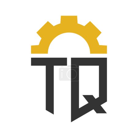 Letter TQ Gear Logo Design for Service Center, Repair, Factory, Industrial, Digital and Mechanical Business