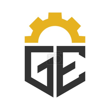 Letra Diseño de Logo GE Gear para Centro de Servicio, Reparación, Fábrica, Industrial, Digital y Mecánica
