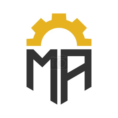 Letter MA Gear Logo Design for Service Center, Repair, Factory, Industrial, Digital and Mechanical Business