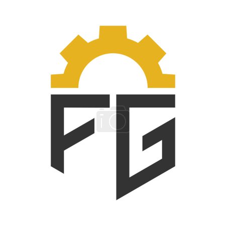 Diseño del logotipo del engranaje de la letra FG para el centro de servicio, reparación, fábrica, negocio industrial, digital y mecánico