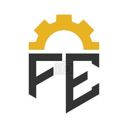 Letter FE Gear Logo Design for Service Center, Repair, Factory, Industrial, Digital and Mechanical Business