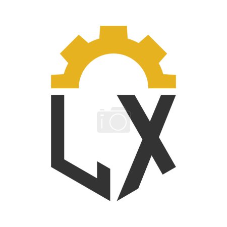 Letter LX Gear Logo Design für Service Center, Reparatur, Fabrik, Industrie, Digital und Mechanik