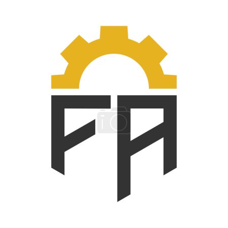 Buchstabe FA Gear Logo Design für Service Center, Reparatur, Fabrik, Industrie, Digital und Maschinenbau