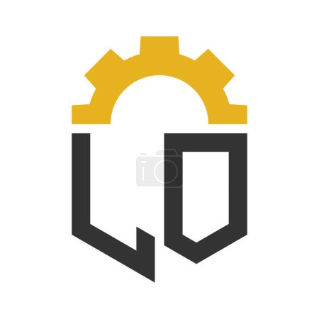 Letter LO Gear Logo Design für Service Center, Reparatur, Fabrik, Industrie, Digital und Mechanik