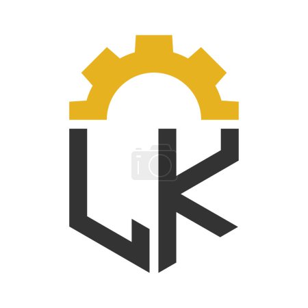 Lettre LK Gear Logo Design pour centre de service, réparation, usine, entreprise industrielle, numérique et mécanique
