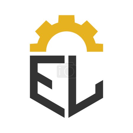 Letter EL Gear Logo Design for Service Center, Repair, Factory, Industrial, Digital and Mechanical Business