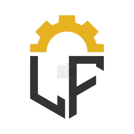 Letter LF Gear Logo Design for Service Center, Repair, Factory, Industrial, Digital and Mechanical Business
