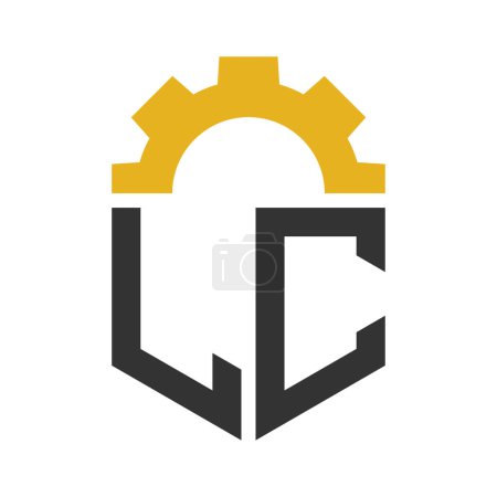 Letter LC Gear Logo Design for Service Center, Repair, Factory, Industrial, Digital and Mechanical Business