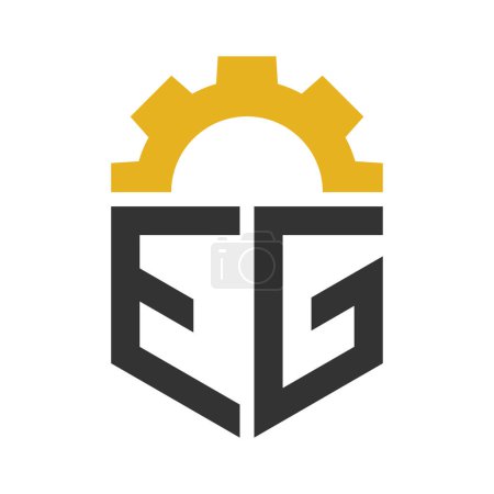 Letter EG Gear Logo Design for Service Center, Repair, Factory, Industrial, Digital and Mechanical Business