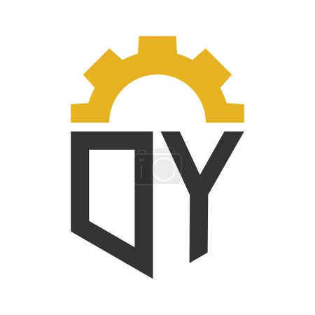 Letter DY Gear Logo Design for Service Center, Repair, Factory, Industrial, Digital and Mechanical Business