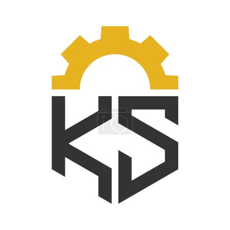 Buchstabe KS Gear Logo Design für Service Center, Reparatur, Fabrik, Industrie, Digital und Maschinenbau