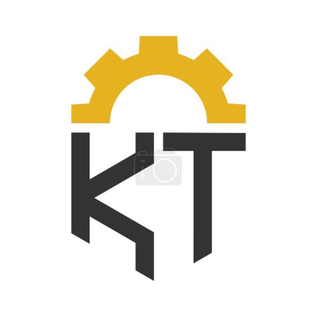Letter KT Gear Logo Design for Service Center, Repair, Factory, Industrial, Digital and Mechanical Business