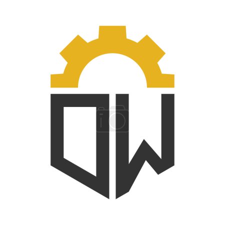 Brief DW Gear Logo Design für Service Center, Reparatur, Fabrik, Industrie, Digital und Maschinenbau