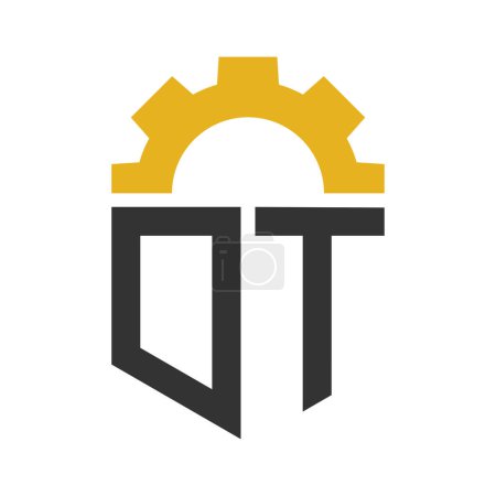 Lettre DT Gear Logo Design pour centre de service, réparation, usine, entreprise industrielle, numérique et mécanique