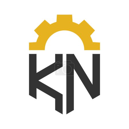 Buchstabe KN Gear Logo Design für Service Center, Reparatur, Fabrik, Industrie, Digital und Maschinenbau